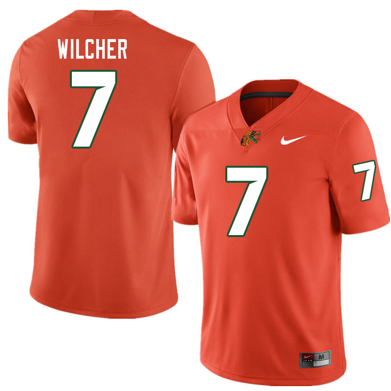 Florida A&M Rattlers #7 Kenari Wilcher College Football Jerseys,Uniforms-Orange